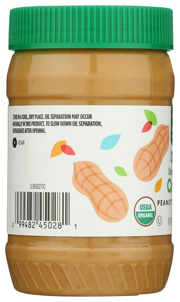 365 by Whole Foods Market, Organic Unsweetened Peanut Butter, 16 Ounce