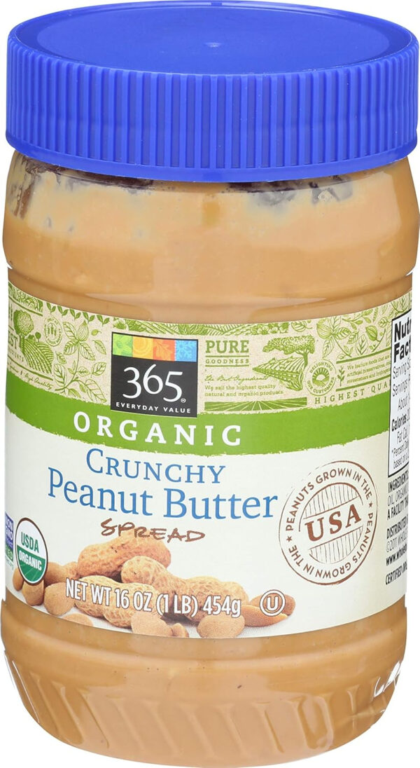 365 by Whole Foods Market, Organic Unsweetened Peanut Butter, 16 Ounce
