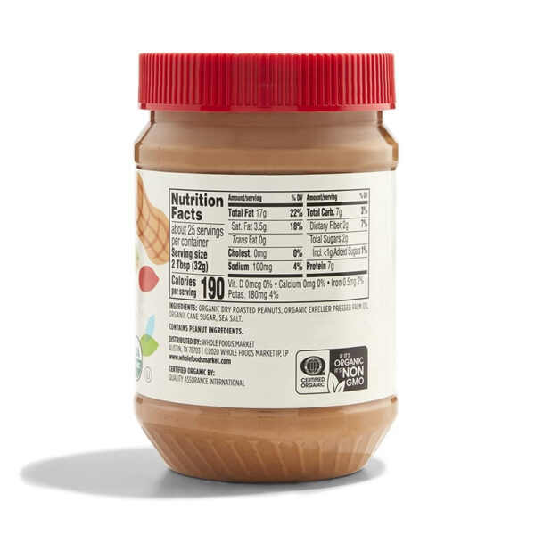 365 by Whole Foods Market, Organic Unsweetened Peanut Butter, 16 Ounce