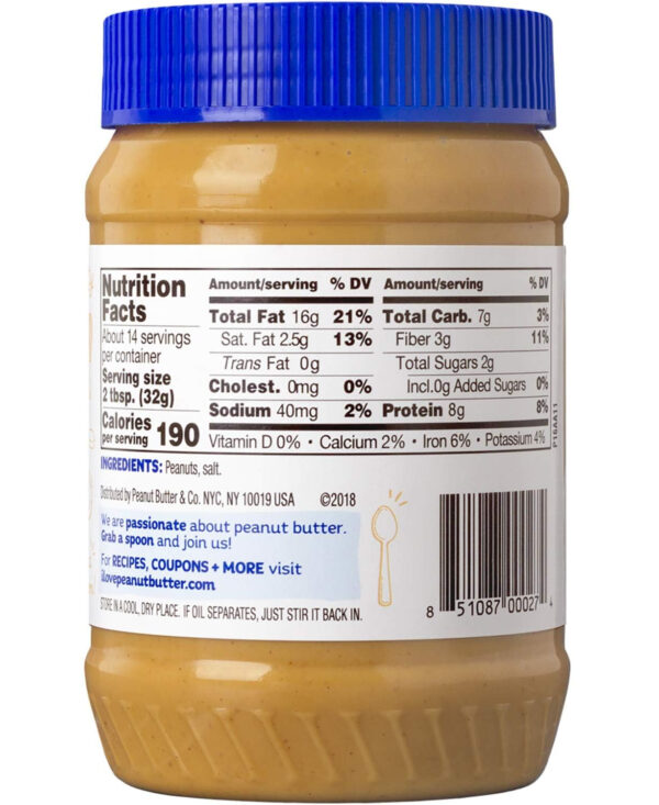 Peanut Butter & Co. Old Fashioned Crunchy Peanut Butter, Non-GMO, Gluten Free, Vegan, No Sugar Added, 16 Ounce (Pack of 1)