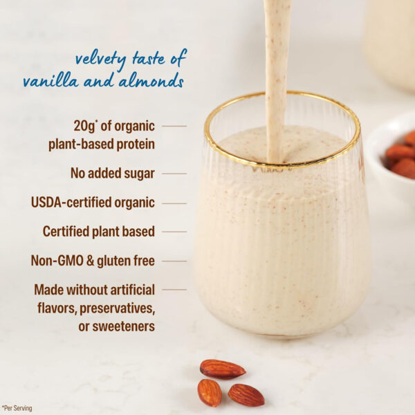 Orgain X Justin's ® Organic Vegan Nut Butter Protein Powder, Peanut Butter- 20g Plant Protein, 2g Sugar, Gluten Free, No Dairy, Soy Ingredients, or Artificial Flavors, 1.17 lb