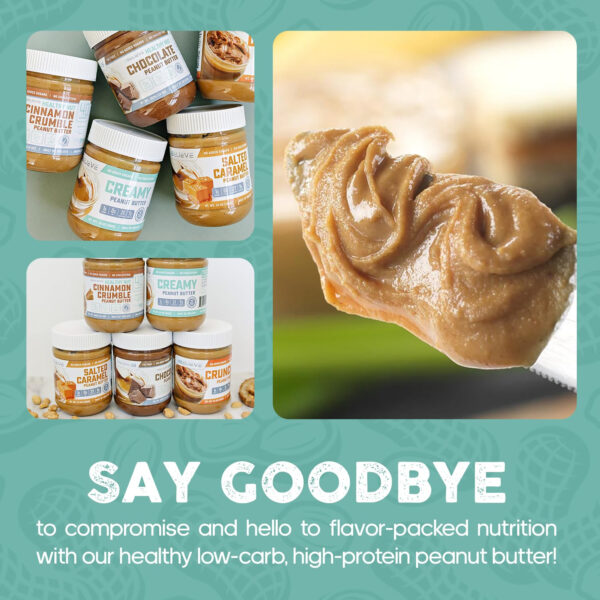 3Believe - Healthy Nut Creamy Peanut Butter - Low Carb, High Protein, Fat-Free, Double Roasted, Ideal for Spreading, Smoothies & Snacking - 12 oz