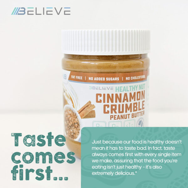 3Believe - Healthy Nut Creamy Peanut Butter - Low Carb, High Protein, Fat-Free, Double Roasted, Ideal for Spreading, Smoothies & Snacking - 12 oz