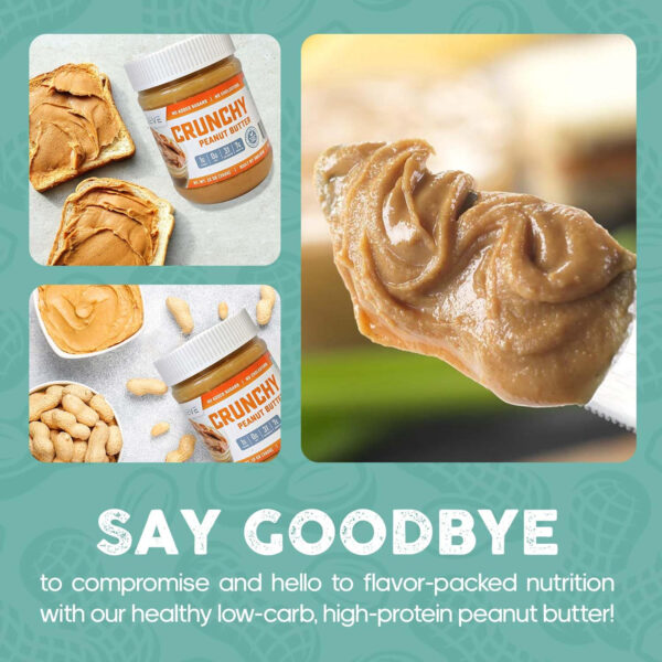 3Believe - Healthy Nut Creamy Peanut Butter - Low Carb, High Protein, Fat-Free, Double Roasted, Ideal for Spreading, Smoothies & Snacking - 12 oz