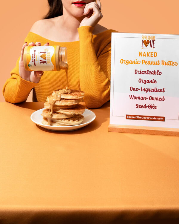 Spread The Love NAKED Organic Peanut Butter, 16 Ounce (Organic, All Natural, Vegan, Gluten-free, Creamy, Dry-Roasted, No added salt, No added sugar, No palm oil) (1-Pack)