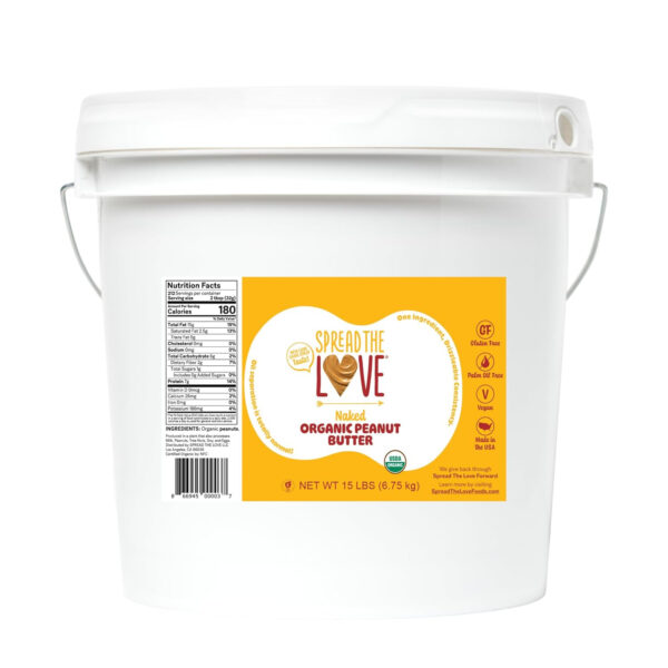 Spread The Love NAKED Organic Peanut Butter, 16 Ounce (Organic, All Natural, Vegan, Gluten-free, Creamy, Dry-Roasted, No added salt, No added sugar, No palm oil) (1-Pack)