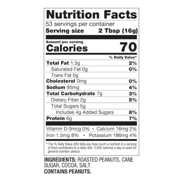 6893744e093d840e629e9598e8dc8eb1f8b23d7cb2afa1d5e1ed8.jpg PBfit 30 Ounce Peanut Butter Powder Chocolate Flavor, Cocoa Powdered Peanut Butter Spread From Real Roasted Peanuts and Cocoa, 6g of Protein 7% DV, Gluten-Free, 70 calories, 88% less fat (Pack of 1)