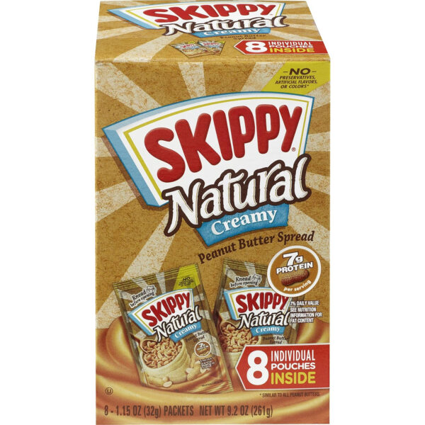 68937484c43115512cae374f43d5e1d8cde10fb3acebae0b1dba5.jpg SKIPPY Natural Peanut Butter Spread, Creamy, 7 g protein per serving, 15 oz. (12 Pack)