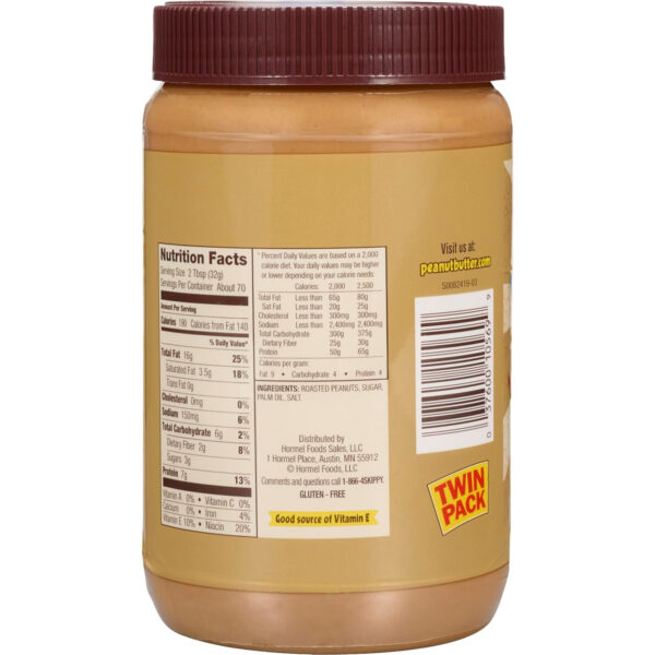 6893748e4cbba3953f5038ca7b47983fdca9cecc4985e67729a23.jpg SKIPPY Natural Peanut Butter Spread, Creamy, 7 g protein per serving, 15 oz. (12 Pack)