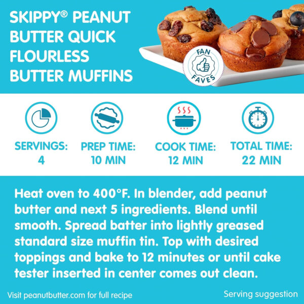 68937491845a2fb6f78922a7710b5b3c302246611511f72075afc.jpg SKIPPY Natural Peanut Butter Spread, Creamy, 7 g protein per serving, 15 oz. (12 Pack)