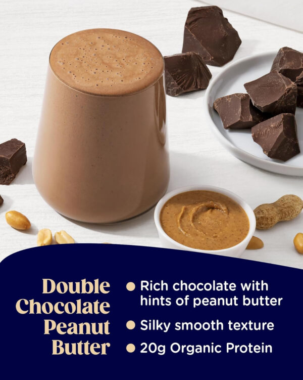689374a749c7822c67fb8c8d57811d9979ee8be30c0aecae2d323.jpg Enchant Organic Protein Powder, Double Chocolate Peanut Butter flavor – 20g Plant Protein sourced from North American Farms, 5g Prebiotic + fiber, USDA Organic, Non-GMO, Plant-based, Non-Dairy, Vegan, 0.91 lb