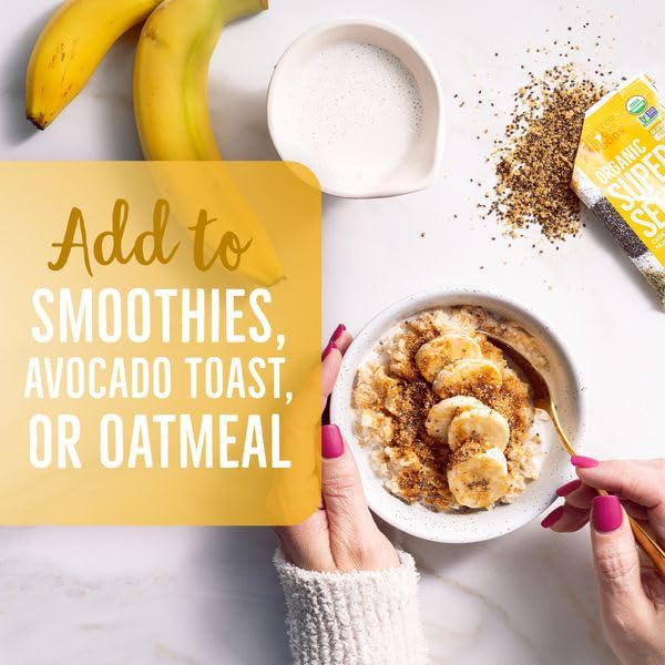 BetterBody Foods Superfood Organic Super Seeds - Blend of Organic Chia Seeds, Milled Flax Seed, Hemp Hearts, Add to Smoothies Shakes & More, 1lb, 16 oz