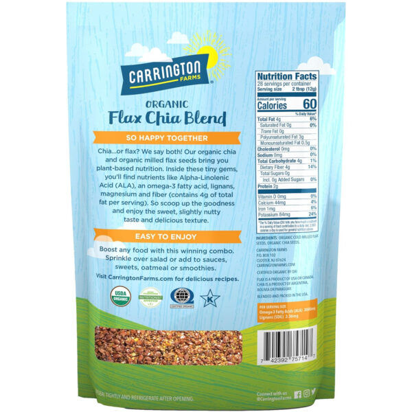 Carrington Farms Flax Chia Blend, Gluten Free, USDA Organic, 12 Ounce