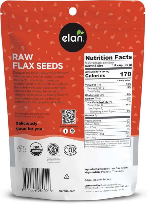 Elan Organic Chia & Flax Seed Superfood Duo, Non-GMO, Vegan, Gluten-Free, Kosher, High in Fibre