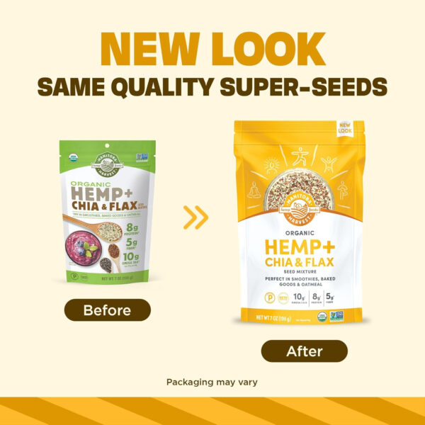 Manitoba Harvest Organic Hemp and Chia and Flax, 7 oz, 8g Plant Based Protein, 5g of Fiber per Serving, Vegan, Keto, Paleo, Omega 3 & 6, Superseed Blend for Smoothies, Baking