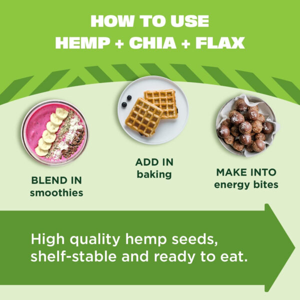 Manitoba Harvest Organic Hemp and Chia and Flax, 7 oz, 8g Plant Based Protein, 5g of Fiber per Serving, Vegan, Keto, Paleo, Omega 3 & 6, Superseed Blend for Smoothies, Baking