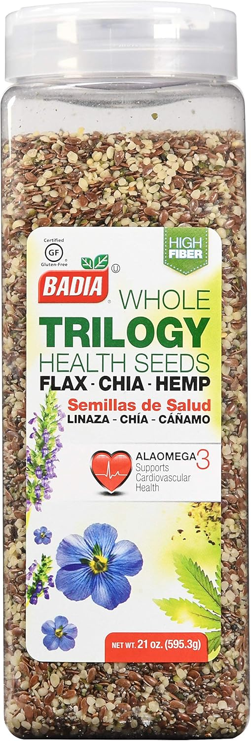 6893792c22c8887fe1a7a28b4674ed2127b43bf37f5eb44ebd042.jpg Badia Trilogy Health Seeds, 21 Ounce (2 Pack)