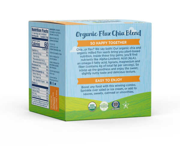 68937945d25e211b06d6aec44ef62935217c1b64218bd4d9ebf91.jpg Carrington Farms Organic Flax Chia Packs, 0.4 Ounce (Pack of 12), Gluten-Free, Ready-to-Eat, Omega-3 & Fiber Rich, Non-GMO, Perfect for Smoothies, Oatmeal, Salads, High in Protein