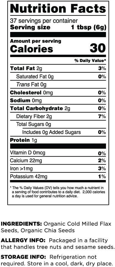 6893797b261e37a3e197674add2c483f7ee66e328f372efe5afc3.jpg Terrasoul Superfoods Organic Flax Chia Blend, 8 oz - Cold Milled Flax | Chia Seeds | Superseed Boost for Energy & Wellness