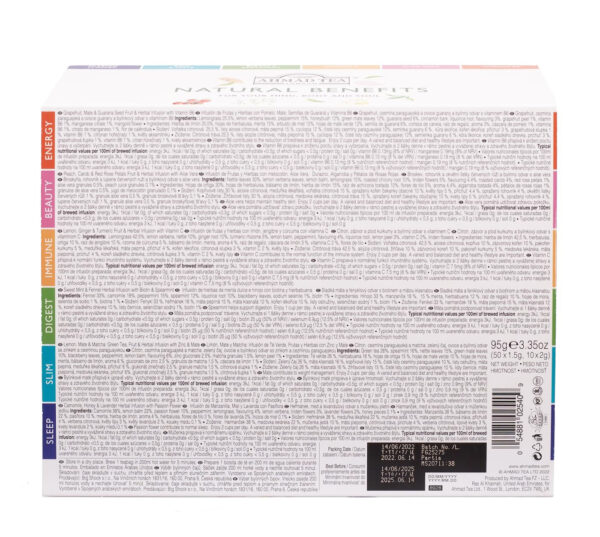 Ahmad Tea Natural Benefit Functional Tea Selection Pack | Green teas, Fruit & Herbal Infusions | Perfect herbal tea gift - 60 Teabag Sachets | 6 blends