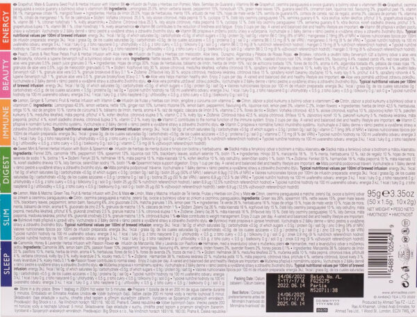 Ahmad Tea Natural Benefit Functional Tea Selection Pack | Green teas, Fruit & Herbal Infusions | Perfect herbal tea gift - 60 Teabag Sachets | 6 blends