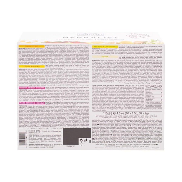 Ahmad Tea Natural Benefit Functional Tea Selection Pack | Green teas, Fruit & Herbal Infusions | Perfect herbal tea gift - 60 Teabag Sachets | 6 blends