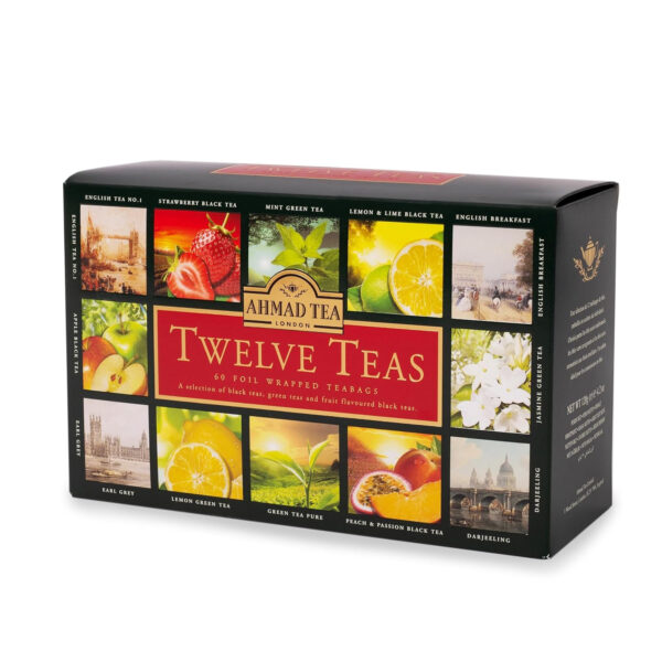 Ahmad Tea Natural Benefit Functional Tea Selection Pack | Green teas, Fruit & Herbal Infusions | Perfect herbal tea gift - 60 Teabag Sachets | 6 blends