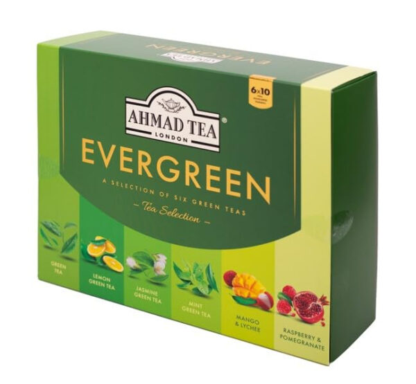 Ahmad Tea Natural Benefit Functional Tea Selection Pack | Green teas, Fruit & Herbal Infusions | Perfect herbal tea gift - 60 Teabag Sachets | 6 blends