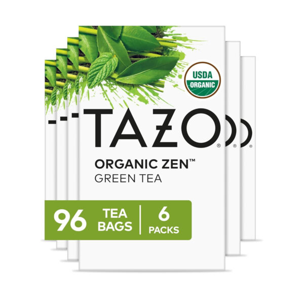 TAZO Organic Zen Green Tea, Caffeinated Tea with Refreshing Lemongrass & Spearmint, 16 Total Bags