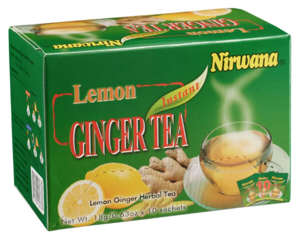Nirwana Lemon Ginger Tea 10 Sachets – Refreshing Herbal Blend with Ginger, Lemon, Honey and Green Tea | Digestive Support, Immune Boost, and Relaxation | Perfect Tea Gift Set and Holiday Gift Baskets