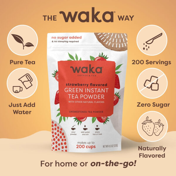 6893825174475a5920d3d9d4cdfdc60b8bcfc87bcd58f0b30eda6.jpg Waka Instant Green Tea Mix, Classic - 100% Tea Leaves, No Additives, Unsweetened Tea Powder for 50 Quarts or 200 Cups – Easy Quick Hot and Iced Teas (4.5oz)