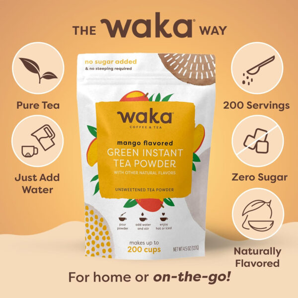 6893826871790a036212cd2a0e0acaaec0681807abddce779018c.jpg Waka Instant Green Tea Mix, Classic - 100% Tea Leaves, No Additives, Unsweetened Tea Powder for 50 Quarts or 200 Cups – Easy Quick Hot and Iced Teas (4.5oz)
