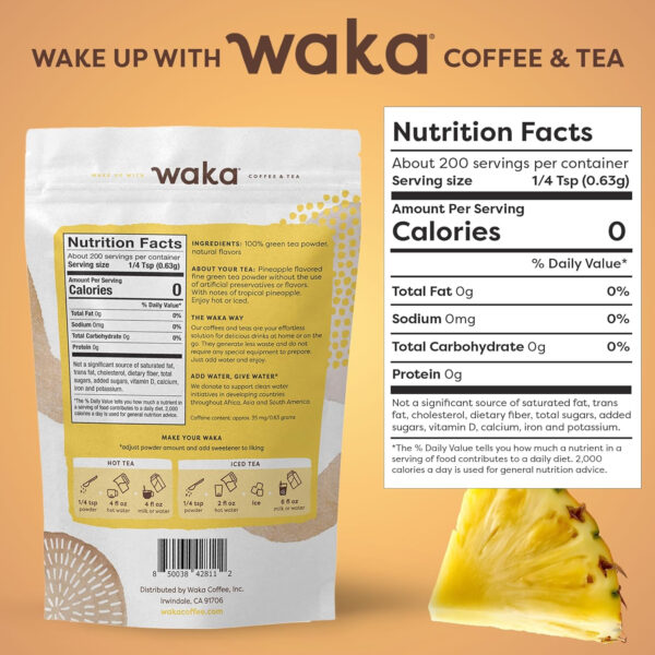 6893826e79b8ede1c4e1ba686cfe85d20c128d5b836e27fa52ba0.jpg Waka Instant Green Tea Mix, Classic - 100% Tea Leaves, No Additives, Unsweetened Tea Powder for 50 Quarts or 200 Cups – Easy Quick Hot and Iced Teas (4.5oz)