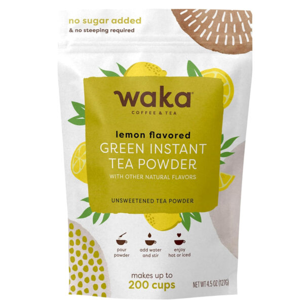 68938274a7ab6ba93324543fdac69c1d06155a34eed22cbdd5cd0.jpg Waka Instant Green Tea Mix, Classic - 100% Tea Leaves, No Additives, Unsweetened Tea Powder for 50 Quarts or 200 Cups – Easy Quick Hot and Iced Teas (4.5oz)