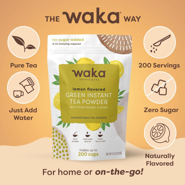 689382771a135008b7a11be39d3ca66db3eabb112e998b7bc1afa.jpg Waka Instant Green Tea Mix, Classic - 100% Tea Leaves, No Additives, Unsweetened Tea Powder for 50 Quarts or 200 Cups – Easy Quick Hot and Iced Teas (4.5oz)