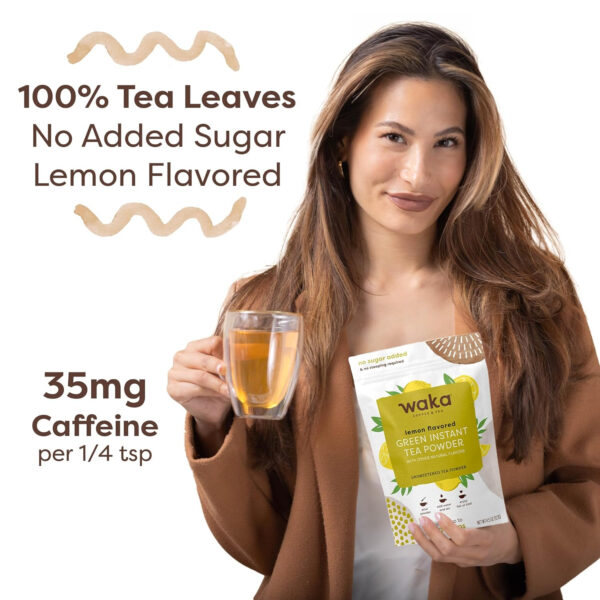 6893827ab421bc3e08d1bd925d4f9e57d1ba580217a8abb449445.jpg Waka Instant Green Tea Mix, Classic - 100% Tea Leaves, No Additives, Unsweetened Tea Powder for 50 Quarts or 200 Cups – Easy Quick Hot and Iced Teas (4.5oz)