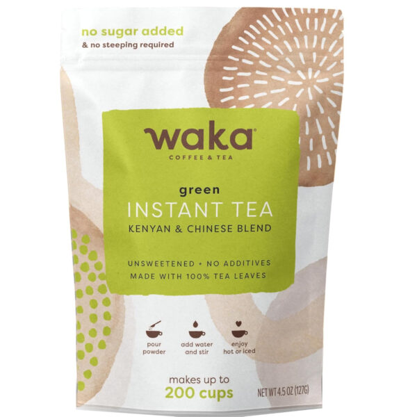 6893827c17a5824722ea833053d96ea2fa7afc00d9bbbebce5138.jpg Waka Instant Green Tea Mix, Classic - 100% Tea Leaves, No Additives, Unsweetened Tea Powder for 50 Quarts or 200 Cups – Easy Quick Hot and Iced Teas (4.5oz)