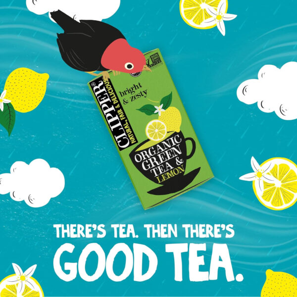 Clipper Tea Green Tea & Lemon Teabags – USDA Organic, Great Hot or Iced – Bright, Zippy, Natural, Fair & Delicious – 50 Tea Bags