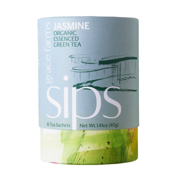 Grace Farms Organic JASMINE Green Tea (16 Pyramid Sachets) | Fragrant and Sweet | Fairtrade and Kosher Certified | Best Green Tea | Gives Back 100% of Profits
