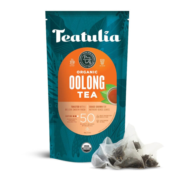 Teatulia Organic Jasmine Green Tea Bags (50 Pyramid Sachet Teabags) Whole Leaf Natural Green Tea Infused With Jasmine Flower In Bags. Premium 100% Compostable and Sustainably Grown In Bangladesh