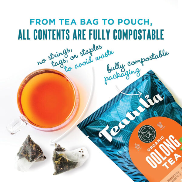 Teatulia Organic Jasmine Green Tea Bags (50 Pyramid Sachet Teabags) Whole Leaf Natural Green Tea Infused With Jasmine Flower In Bags. Premium 100% Compostable and Sustainably Grown In Bangladesh