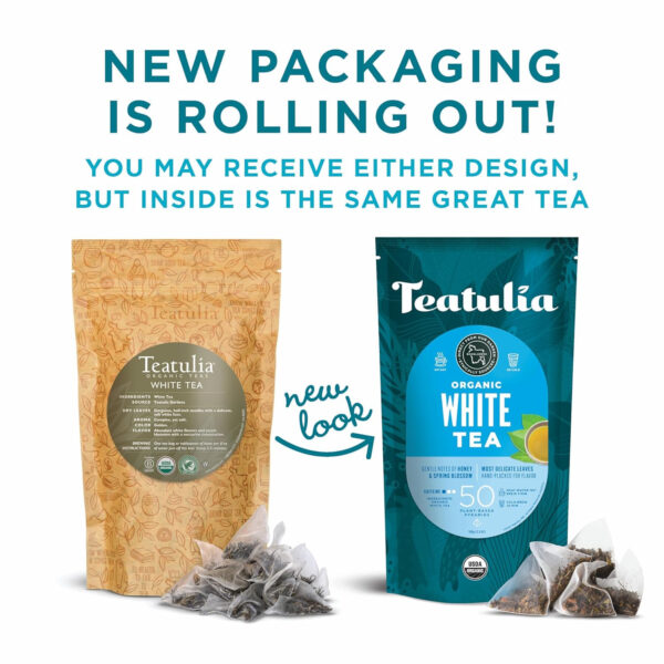 Teatulia Organic Jasmine Green Tea Bags (50 Pyramid Sachet Teabags) Whole Leaf Natural Green Tea Infused With Jasmine Flower In Bags. Premium 100% Compostable and Sustainably Grown In Bangladesh