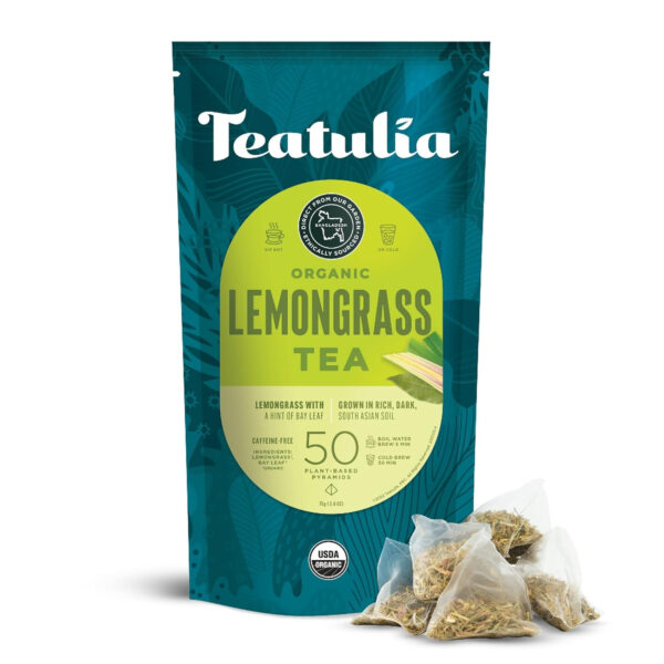 Teatulia Organic Jasmine Green Tea Bags (50 Pyramid Sachet Teabags) Whole Leaf Natural Green Tea Infused With Jasmine Flower In Bags. Premium 100% Compostable and Sustainably Grown In Bangladesh