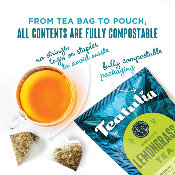 Teatulia Organic Jasmine Green Tea Bags (50 Pyramid Sachet Teabags) Whole Leaf Natural Green Tea Infused With Jasmine Flower In Bags. Premium 100% Compostable and Sustainably Grown In Bangladesh