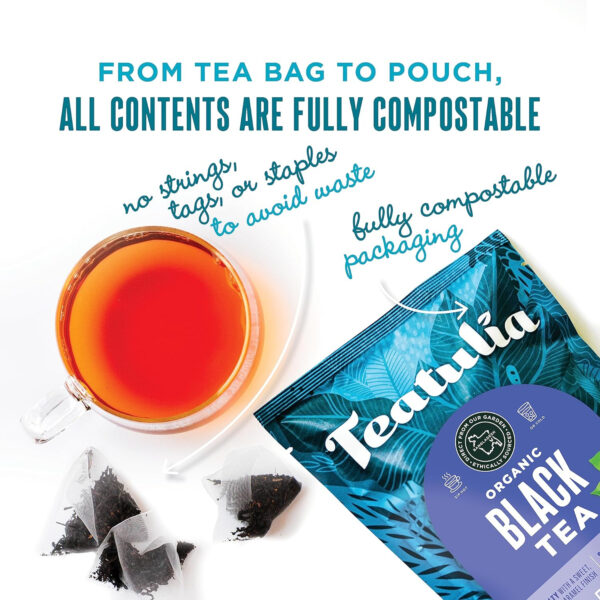 Teatulia Organic Jasmine Green Tea Bags (50 Pyramid Sachet Teabags) Whole Leaf Natural Green Tea Infused With Jasmine Flower In Bags. Premium 100% Compostable and Sustainably Grown In Bangladesh