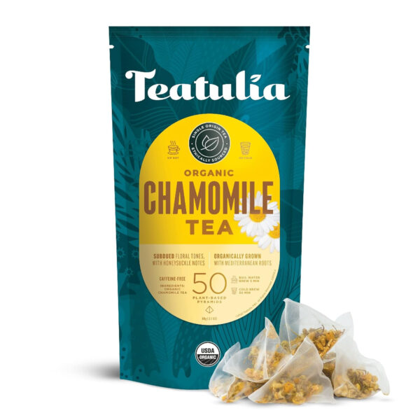 Teatulia Organic Jasmine Green Tea Bags (50 Pyramid Sachet Teabags) Whole Leaf Natural Green Tea Infused With Jasmine Flower In Bags. Premium 100% Compostable and Sustainably Grown In Bangladesh