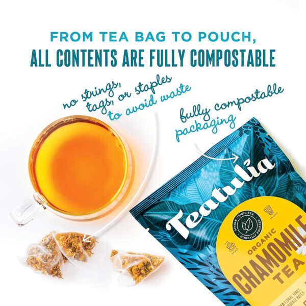 Teatulia Organic Jasmine Green Tea Bags (50 Pyramid Sachet Teabags) Whole Leaf Natural Green Tea Infused With Jasmine Flower In Bags. Premium 100% Compostable and Sustainably Grown In Bangladesh