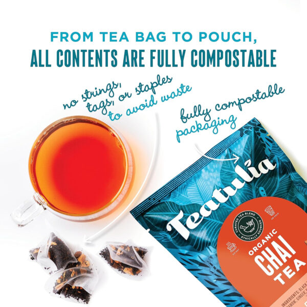 Teatulia Organic Jasmine Green Tea Bags (50 Pyramid Sachet Teabags) Whole Leaf Natural Green Tea Infused With Jasmine Flower In Bags. Premium 100% Compostable and Sustainably Grown In Bangladesh