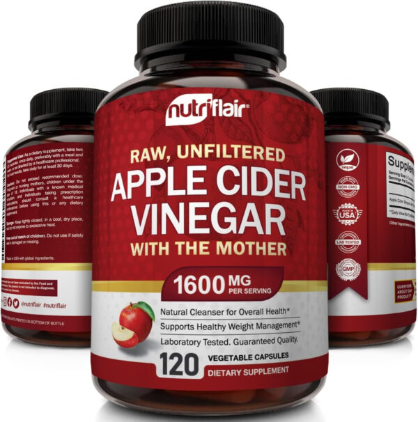6893875f9560571b26c6bef1cc5755370d7227dba637267a7b3ef.jpg Apple Cider Vinegar Capsules with The Mother - 120 Vegan ACV Pills - Best Supplement for Healthy Weight Loss, Diet, Keto, Digestion, Detox, Immune - Powerful Cleanser & Appetite Suppressant Non-GMO
