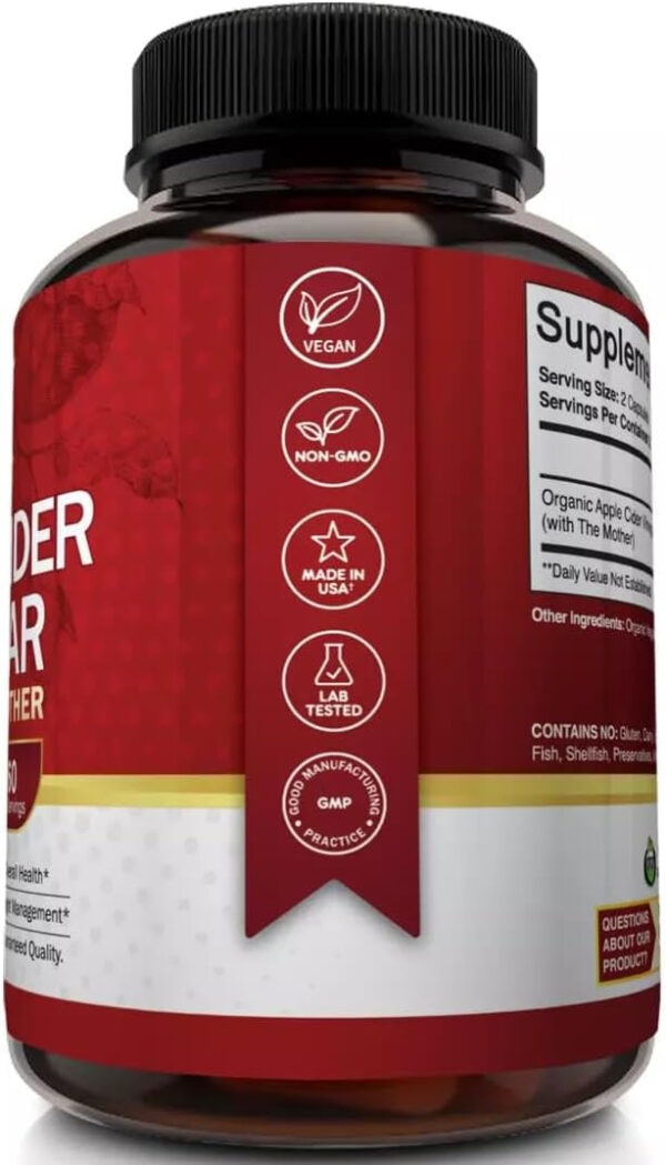 68938760d7965d3b9145101432c396c585068dcb1e321812167b5.jpg Apple Cider Vinegar Capsules with The Mother - 120 Vegan ACV Pills - Best Supplement for Healthy Weight Loss, Diet, Keto, Digestion, Detox, Immune - Powerful Cleanser & Appetite Suppressant Non-GMO